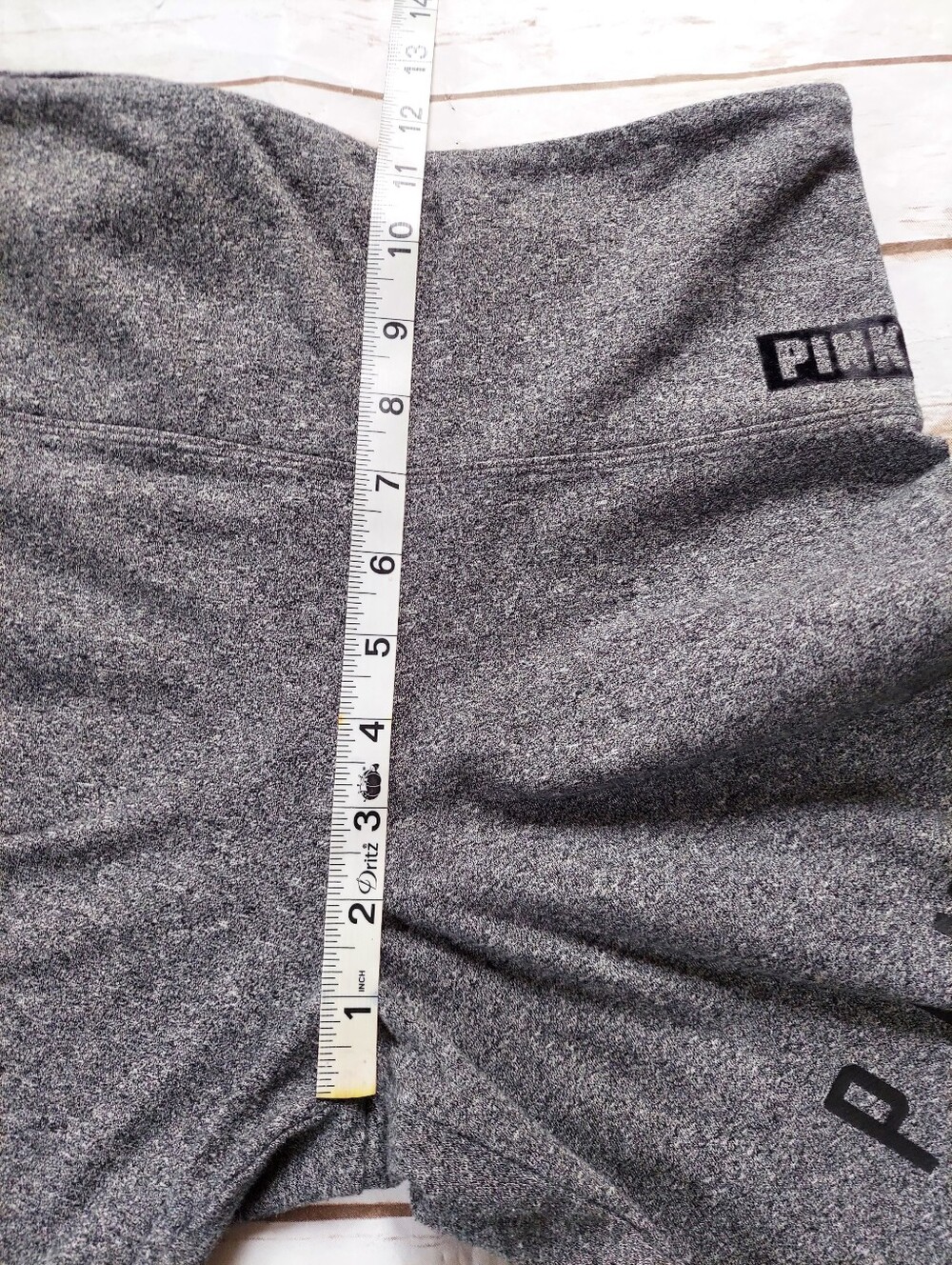 PINK Full Length Gray Leggings Black Mesh Trim Women's L - Picture 8 of 12